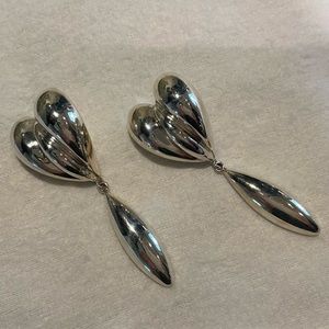 Mikal-Jon Bayanihan Modernist Heart Dangle Earrings 925 Silver